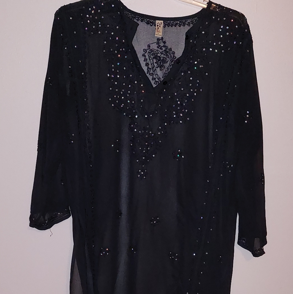 Black sequence top